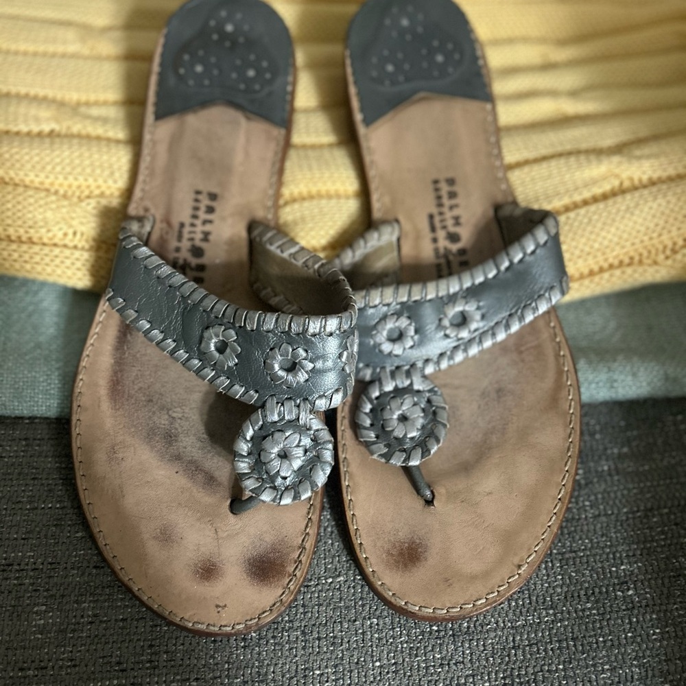 Jack Rogers Gray Leather Sandals